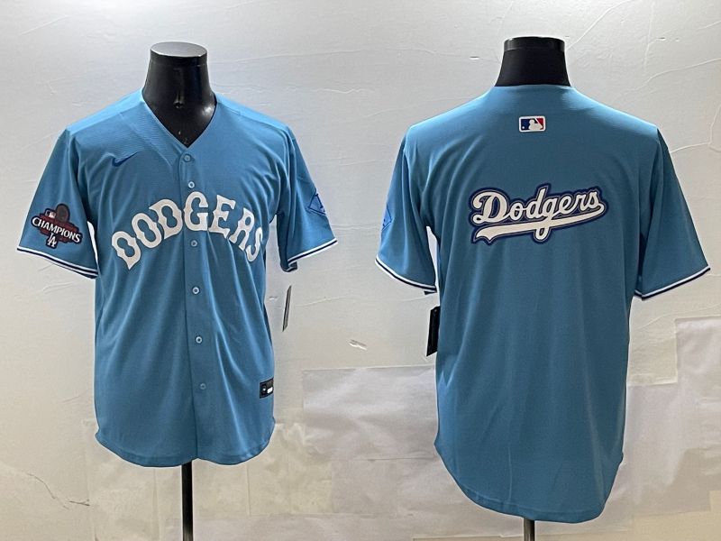 Men Los Angeles Dodgers Blank Light Blue Throwback Game 2025 Nike MLB Jersey style 11